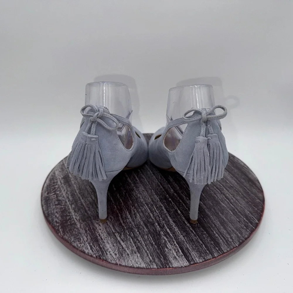 Marc Fisher Pumps Womens 10 Tammye Tassel Heels‎ Blue Suede Pointed Toe Shoes